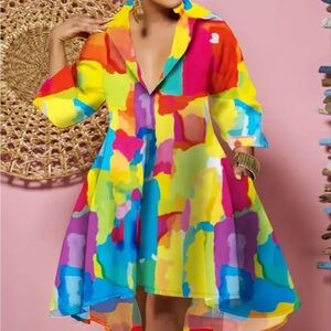 Vibrant Multicolor Abstract Dress